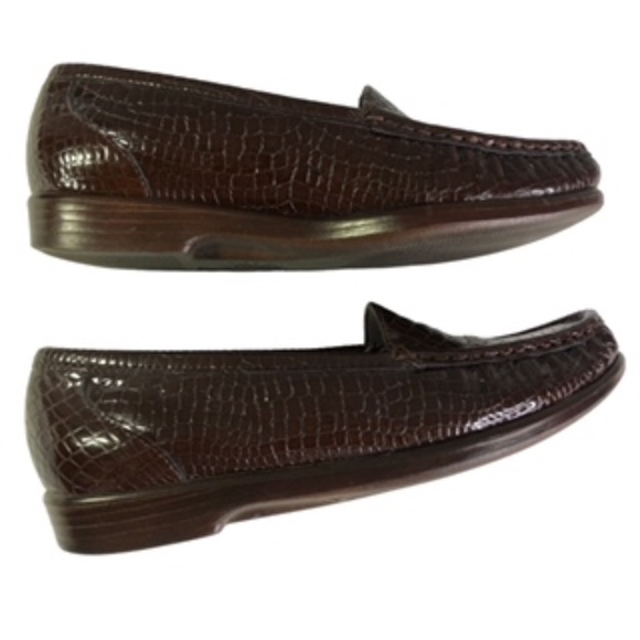 SAS Crocodile Embossed Leather Moccasin Loafer Size 6 - Picture 2 of 8